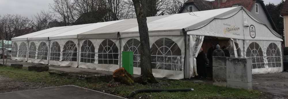 Foto: Aluminium-Festzelt mit Anbau 25m x 10 m inkl. Anbau 15m x 3m